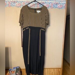 Women’s Betsy’s things black tan striped dress. Size 16